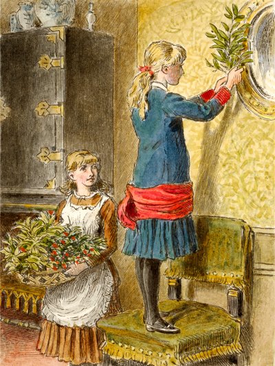 Decorando para Navidad, pub. 1854 de Alfred W Cooper
