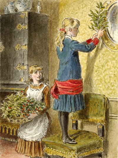 Decorando para Navidad, pub. 1854 de Alfred W. Cooper