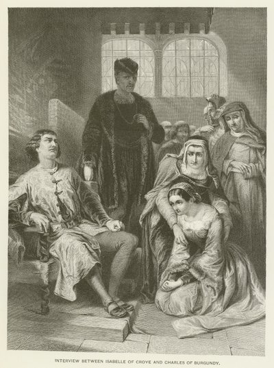 Entrevista entre Isabelle de Croye y Carlos de Borgoña de Alfred W. Elmore
