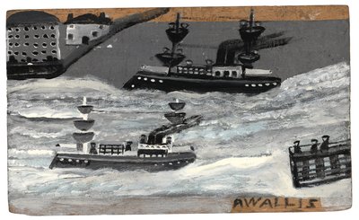 Cañoneras en tiempo de guerra, c.1855-1942 (óleo sobre tabla) de Alfred Wallis