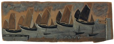 Puerto de St. Ives con cinco barcos de vela de Alfred Wallis