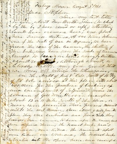 Carta [de Alfred Warner] a Stephen, 3 de agosto de 1861 de Alfred Warner