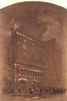 Dibujo arquitectónico para un almacén de Alfred Waterhouse