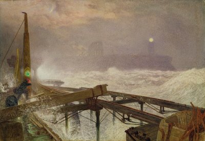 Luces azules, muelle de Teignemouth - Encendiendo las lámparas al atardecer, 1868 de Alfred William Hunt