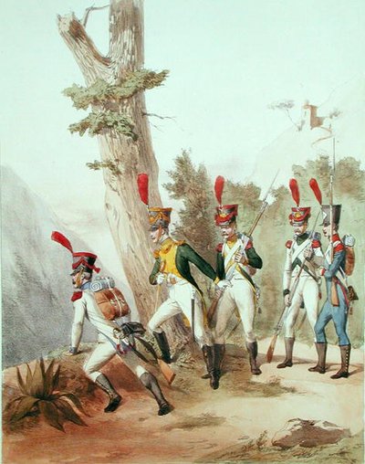 Tropas francesas, grabado por Gustave David (1824-91) 1810 de Alfred de (after) Marbot