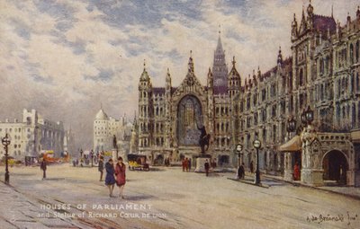 Casas del Parlamento y la Estatua de Ricardo Corazón de León de Alfred de Breanski