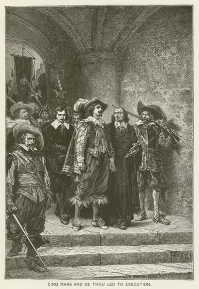 Cinq Mars y De Thou llevados a la ejecución de Alfred de Vigny