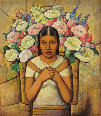 Flower Seller; Vendedora de flores, c.1934 (óleo sobre lienzo) de Alfredo Ramos Martinez