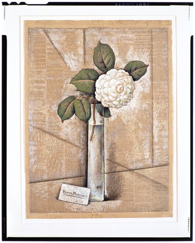 Gardenia in Glass, c.1936 (gouache, acuarela y tiza sobre papel de periódico) de Alfredo Ramos Martinez