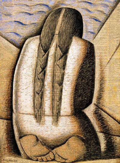 Meditación, c.1942 (gouache sobre papel de periódico sobre tabla) de Alfredo Ramos Martinez