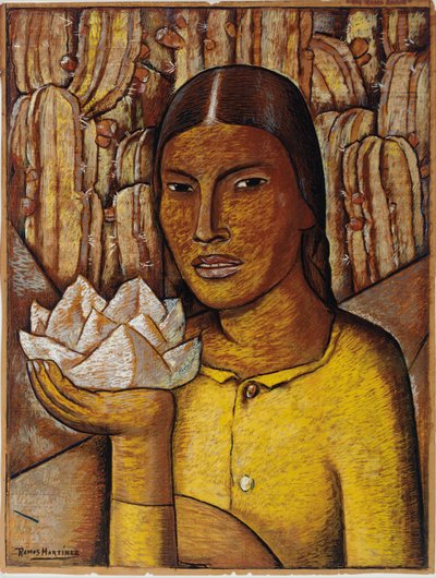 Reina Xochitl (gouache sobre papel de periódico) de Alfredo Ramos Martinez
