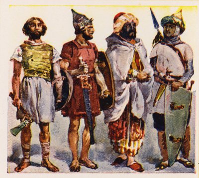 Íberos, celtas y moros (litografía en color) de Alfredo Roque Gameiro