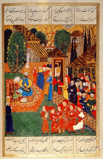 Un oficial jenízaro reclutando devsirme para el sultán Suleyman I (1495-1566), del "Suleymanname" (Mss Hazine. 1517 f.31v) de Ali Amir Beg