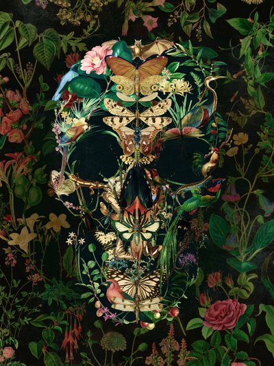 Calavera botánica oscura de Ali Gulec