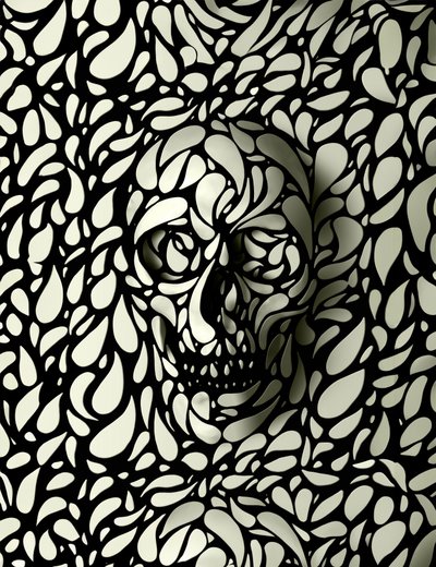 Compleja ilusión óptica de una calavera de Ali Gulec