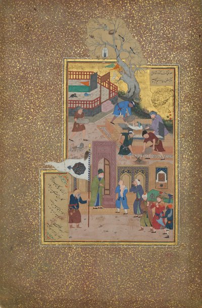 Procesión fúnebre, Folio 35r de un Mantiq al-tair Lenguaje de los Pájaros, A.H. 892 A.D. 1487 de Ali Mashhadi