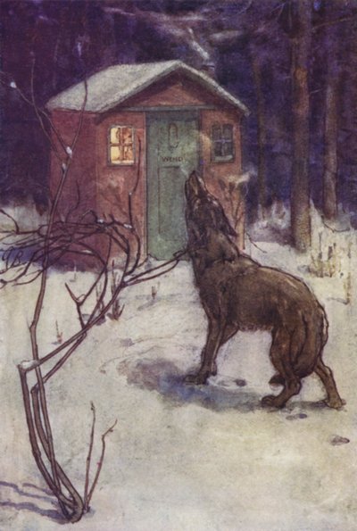 El aullido de un lobo (litografía en color) de Alice Bolingbroke (after) Woodward