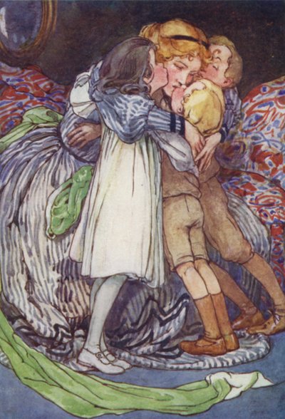 Esos queridos rostros apretados contra los suyos (litografía en color) de Alice Bolingbroke (after) Woodward