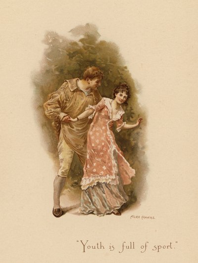 Viejas canciones de amor: "La juventud está llena de deporte" (litografía en color) de Alice Havers