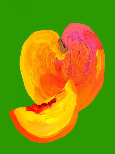 Naturaleza muerta con melocotones de colores vivos de Alice Straker