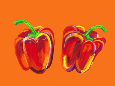 Pimientos rojos de colores vivos de Alice Straker