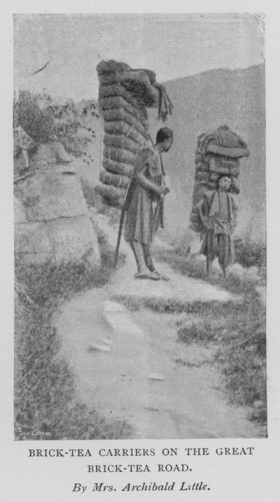 Transportadores de té de ladrillo en la Gran Ruta del Té de Ladrillo de Alicia Little