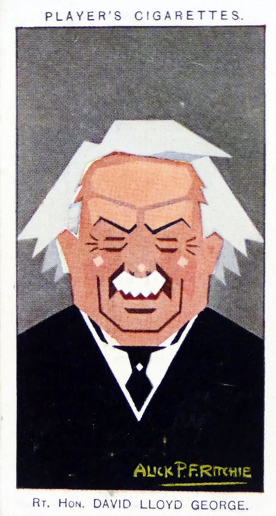 Tarjeta de cigarrillos Player de 1926 que muestra: David Lloyd George de Alick Penrose Forbes Ritchie