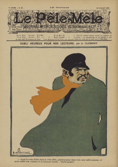 Olvido feliz para nuestros lectores. Ilustración para Le Pele-Mele, 1902 de Aline Clement