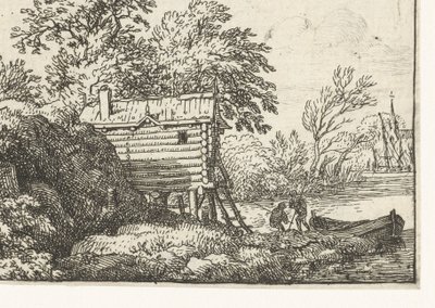 Paisaje con cabaña de pescadores de Allaert van Everdingen