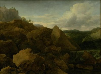 Paisaje montañoso con cascada de Allaert van Everdingen