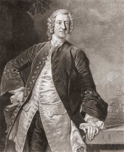 Almirante Edward Boscawen. Retrato de Allan (after) Ramsay