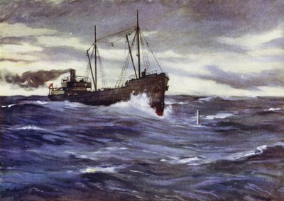 El buque Thordis a punto de embestir un submarino alemán de Allan (after) Stewart