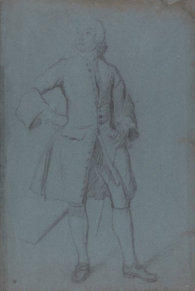 Hombre de pie sosteniendo un bastón con la mano izquierda, de cuerpo entero de Allan Ramsay