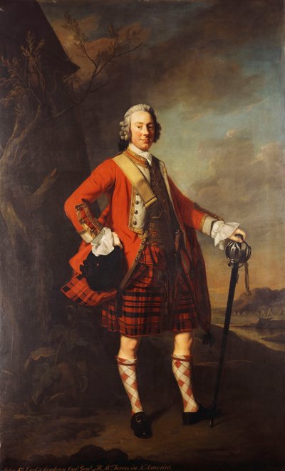 Retrato de John Campbell, 4º Conde de Loudon, con el uniforme de su regimiento, conocido como los Highlanders de Loudon, 1747 de Allan Ramsay