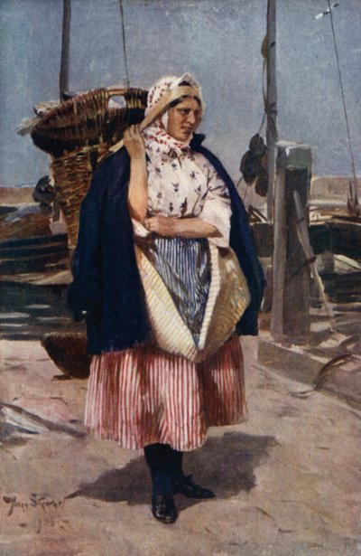 Una pescadora de Newhaven (litografía en color) de Allan Stewart