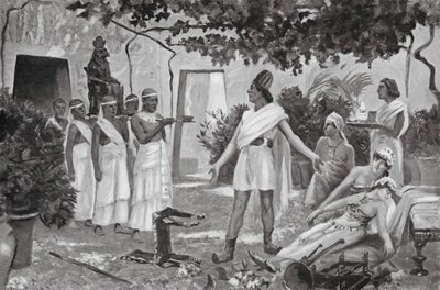 Curación de la princesa hitita poseída por un demonio (litografía) de Allan Stewart