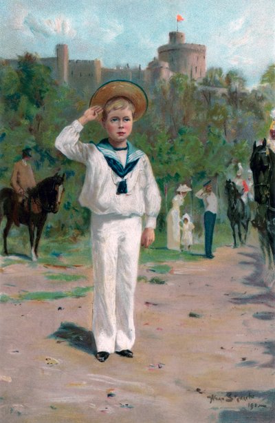 Eduardo, Príncipe de Gales, saludando los colores, 1902 de Allan Stewart