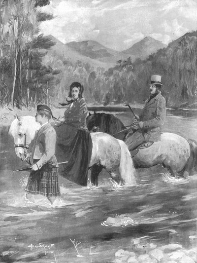 Su Majestad y el Príncipe Consorte cruzando el Garry, 25 de septiembre de 1844 de Allan Stewart