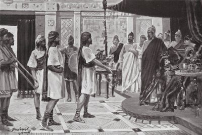 Midas de Frigia concertando una alianza con Urartu (litografía) de Allan Stewart