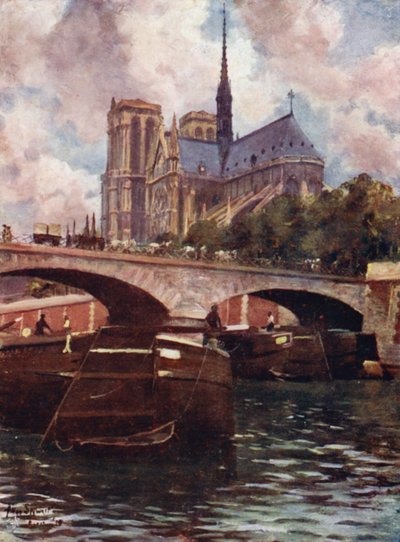 París: Catedral de Notre Dame (litografía en color) de Allan Stewart