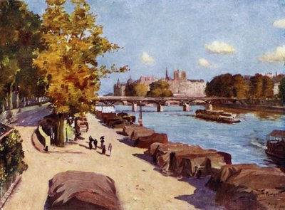 París: El Sena y la Isla de la Ciudad desde el Puente del Carrusel (litografía en color) de Allan Stewart