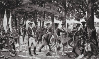 La batalla de Plassey, 23 de junio de 1757 (litografía) de Allan Stewart