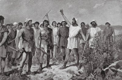 La revuelta de los helotas en Esparta, 464 a.C. (litografía) de Allan Stewart