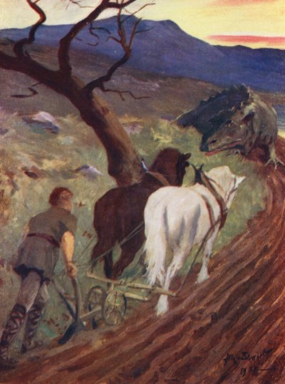 El hijo del hombre fuerte del bosque (litografía en color) de Allan Stewart