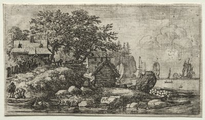 Ocho paisajes (H.57-64): Paisaje con Dos Barcos Vacíos de Allart van Everdingen