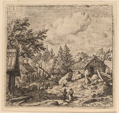 Hamlet en terreno montañoso de Allart van Everdingen