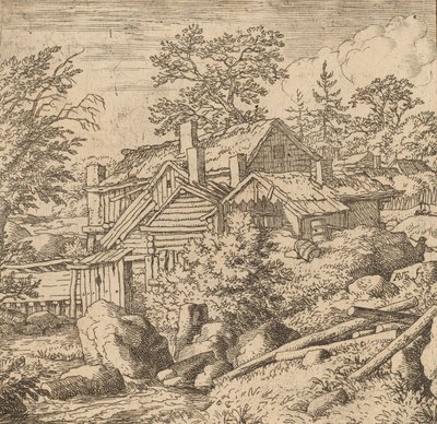 Hamlet en una Ladera de Montaña, probablemente c. 1645-1656 de Allart van Everdingen
