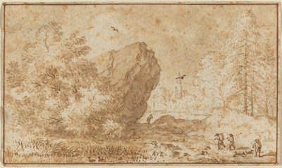 Paisaje con gran roca de Allart van Everdingen