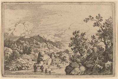 Gran roca que sobresale de un río, probablemente c. 1645-1656 de Allart van Everdingen