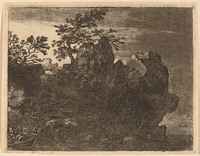 Gran roca en el río, probablemente c. 1645-1656 de Allart van Everdingen